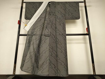 平和屋着物＊夏物 小紋 紗 流水文 洗える着物 AABH3899jd