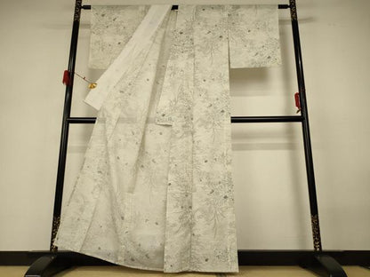 平和屋着物＊夏物 小紋 絽 流水草花文 洗える着物 AABH3902jd