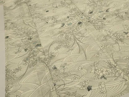 平和屋着物＊夏物 小紋 絽 流水草花文 洗える着物 AABH3902jd