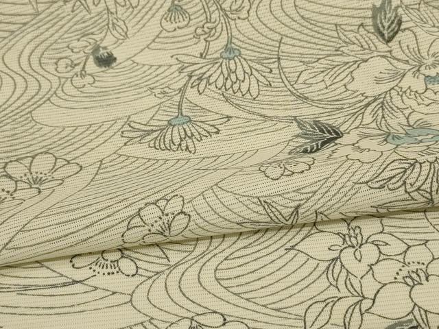 平和屋着物＊夏物　小紋　絽　流水草花文　洗える着物　AABH3902jd 平和屋着物＊夏物 小紋 絽 流水草花文 洗える着物 AABH3902jd