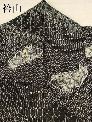 平和屋着物＊夏物 小紋 絽 切嵌吉祥花文 洗える着物 AABH3905jd