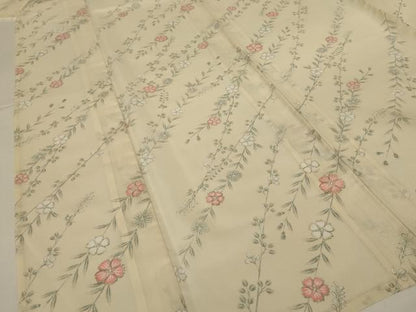 平和屋着物＊夏物 小紋 絽 草花文 洗える着物 AABH3907jd