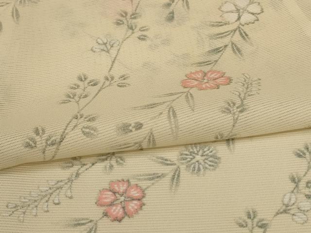 平和屋着物＊夏物 小紋 絽 草花文 洗える着物 AABH3907jd