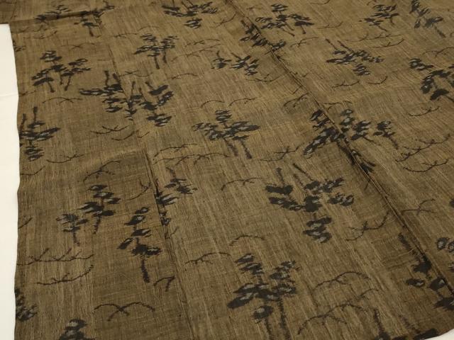 平和屋着物＊夏物　小千谷ちぢみ　芝花文　麻　逸品　AABH3912jd