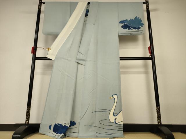 平和屋着物＊夏物 訪問着 絽 白鳥 正絹 逸品 AABH3913jd