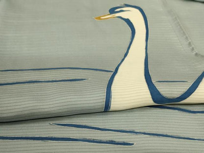 平和屋着物＊夏物 訪問着 絽 白鳥 正絹 逸品 AABH3913jd