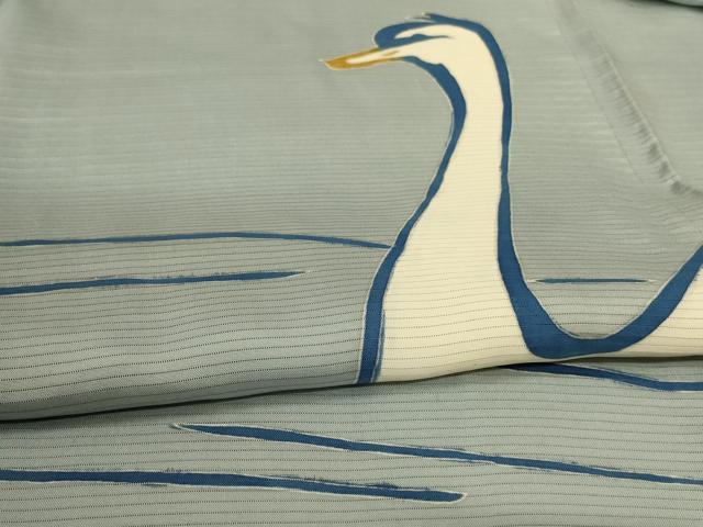 平和屋着物＊夏物 訪問着 絽 白鳥 正絹 逸品 AABH3913jd