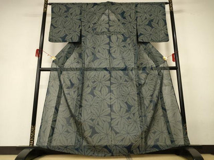平和屋着物＊夏物 本場大島紬 夏大島 葉尽くし 正絹 逸品 AABH3914jd