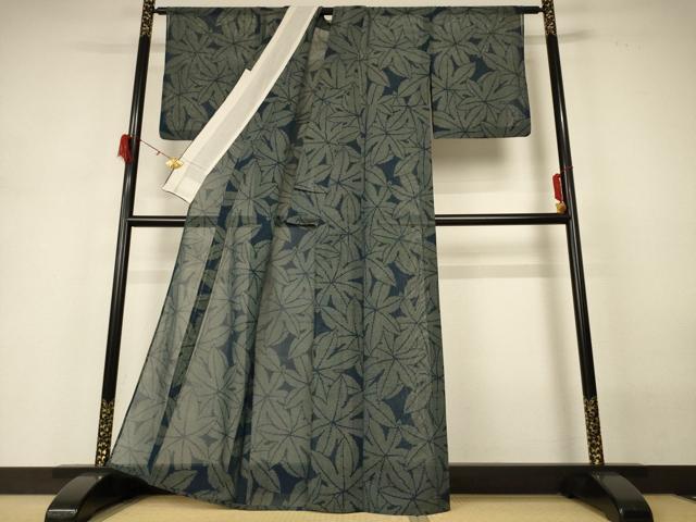 平和屋着物＊夏物 本場大島紬 夏大島 葉尽くし 正絹 逸品 AABH3914jd