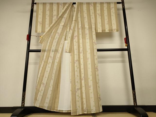 平和屋着物＊夏物 小紋 紗 草花間道 洗える着物 AABH3916jd