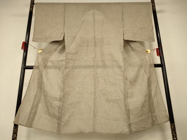 平和屋着物＊夏物 男性 小千谷ちぢみ 格子 麻 逸品 AABH3919jd