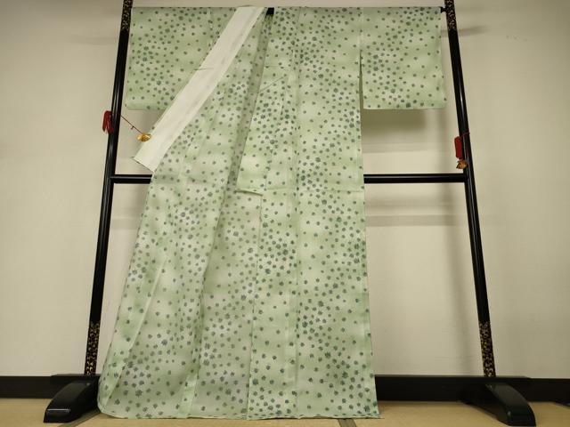 平和屋着物＊夏物 小紋 絽 糸巻文 洗える着物 AABH3920jd