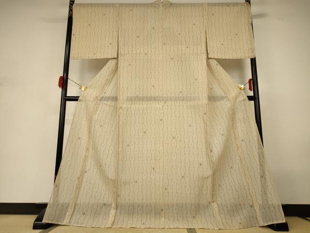 平和屋着物＊夏物　小紋　紗　間道　さが美扱い　ロング丈　正絹　逸品　AABH3924jd 平和屋着物＊夏物 小紋 紗 間道 さが美扱い ロング丈 正絹 逸品