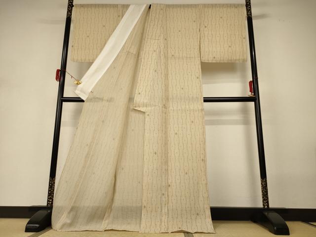 平和屋着物＊夏物　小紋　紗　間道　さが美扱い　ロング丈　正絹　逸品　AABH3924jd 平和屋着物＊夏物 小紋 紗 間道 さが美扱い ロング丈 正絹 逸品