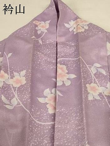 平和屋着物＊夏物 小紋 絽 市松草花文 洗える着物 AABH3931jd