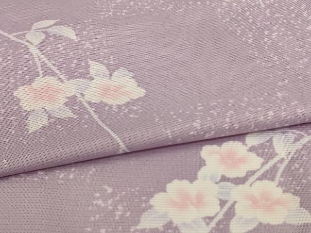 平和屋着物＊夏物 小紋 絽 市松草花文 洗える着物 AABH3931jd