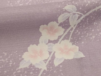 平和屋着物＊夏物 小紋 絽 市松草花文 洗える着物 AABH3931jd