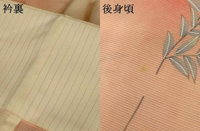 平和屋着物＊夏物 小紋 絽 草花文 暈し染め 正絹 逸品 AABH3933jd