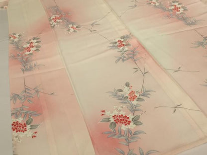 平和屋着物＊夏物 小紋 絽 草花文 暈し染め 正絹 逸品 AABH3933jd