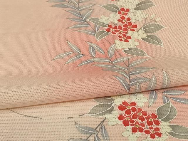 平和屋着物＊夏物 小紋 絽 草花文 暈し染め 正絹 逸品 AABH3933jd