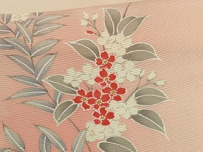 平和屋着物＊夏物 小紋 絽 草花文 暈し染め 正絹 逸品 AABH3933jd