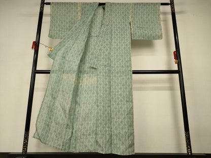 平和屋着物＊夏物 小千谷ちぢみ 幾何学花文 麻 逸品 AABH3937jd