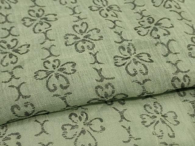 平和屋着物＊夏物 小千谷ちぢみ 幾何学花文 麻 逸品 AABH3937jd