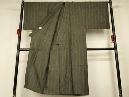 平和屋着物＊夏物 男性 小紋 紗 間道 さんび謹製 キングサイズ 綿麻 AABH3938jd
