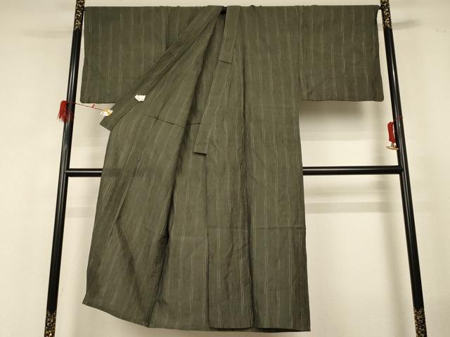 平和屋着物＊夏物 男性 小紋 紗 間道 さんび謹製 キングサイズ 綿麻 AABH3938jd