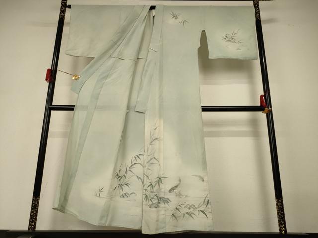 平和屋着物＊夏物 訪問着 絽 作家物 鯉 暈し染め 正絹 逸品 AABH3939jd