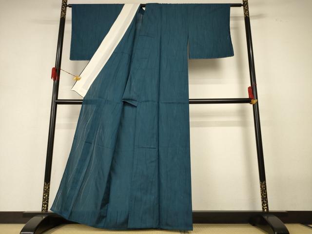 平和屋着物＊夏物　小紋　紗　縞　正絹　逸品　AABE9012jd 平和屋着物＊夏物 小紋 紗 よろけ縞 正絹 逸品 AABH3940jd