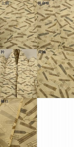 平和屋着物＊夏物 小紋 絽 矢羽文 洗える着物 AABH3941jd