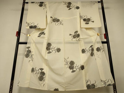 平和屋着物＊夏物 小紋 紗 草花文 正絹 逸品 AABH3944jd
