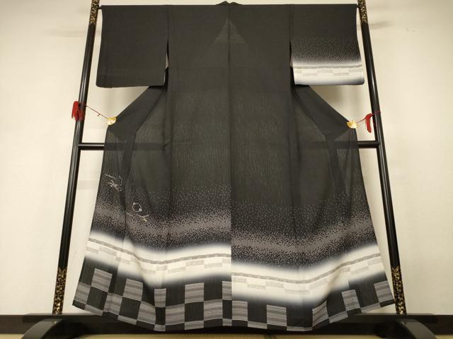平和屋着物＊夏物　訪問着　変わり絽　雪輪市松文　暈し染め　正絹　逸品　AABH3947jd 平和屋着物＊夏物 訪問着 変わり絽 雪輪市松文 暈し染め 正絹