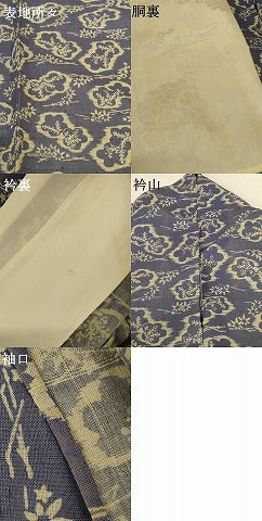 平和屋着物＊夏物 生紬 草花文 正絹 逸品 AABH3948jd