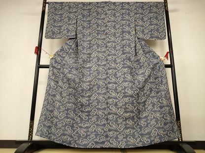 平和屋着物＊夏物 生紬 草花文 正絹 逸品 AABH3948jd