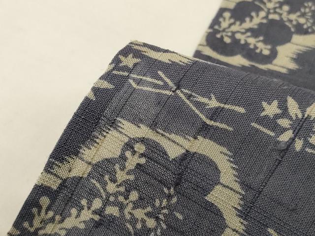 平和屋着物＊夏物 生紬 草花文 正絹 逸品 AABH3948jd