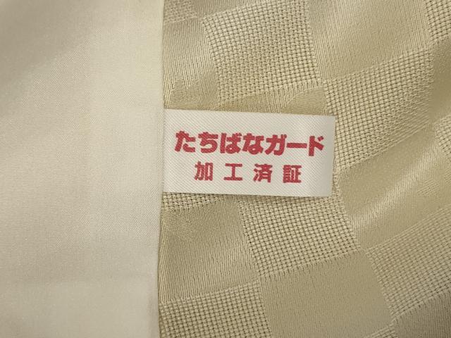 平和屋着物▽上質な小紋　単衣　市松舞花文　暈し染め　正絹　逸品　AABH3949jd