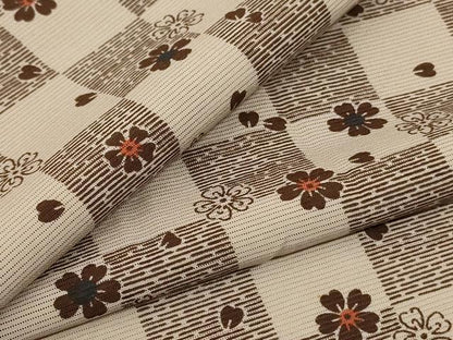 平和屋着物＊夏物 小紋 絽 市松舞花文 正絹 逸品 AABH3951jd