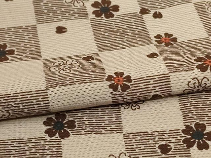 平和屋着物＊夏物 小紋 絽 市松舞花文 正絹 逸品 AABH3951jd