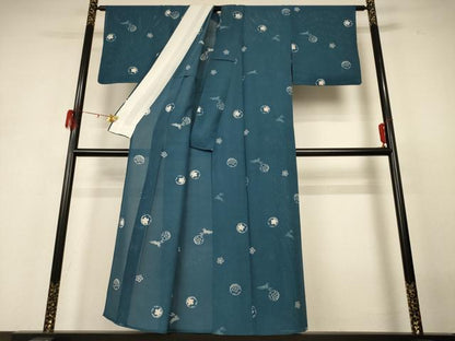 平和屋着物＊夏物 小紋 絽 雪輪桜文 兎 正絹 逸品 AABH3954jd