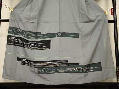 平和屋着物＊夏物 訪問着 絽 横段風景文 正絹 逸品 AABH3962jd