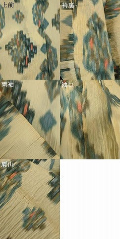 平和屋着物＊夏物 小紋 ちぢみ織 幾何学文様 正絹 逸品 AABH3965jd