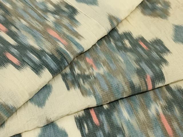 平和屋着物＊夏物 小紋 ちぢみ織 幾何学文様 正絹 逸品 AABH3965jd