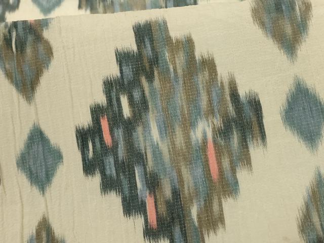 平和屋着物＊夏物 小紋 ちぢみ織 幾何学文様 正絹 逸品 AABH3965jd