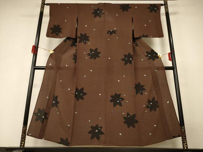 平和屋着物＊夏物 小紋 絽縮緬 舞花文 正絹 逸品 AABH3970jd