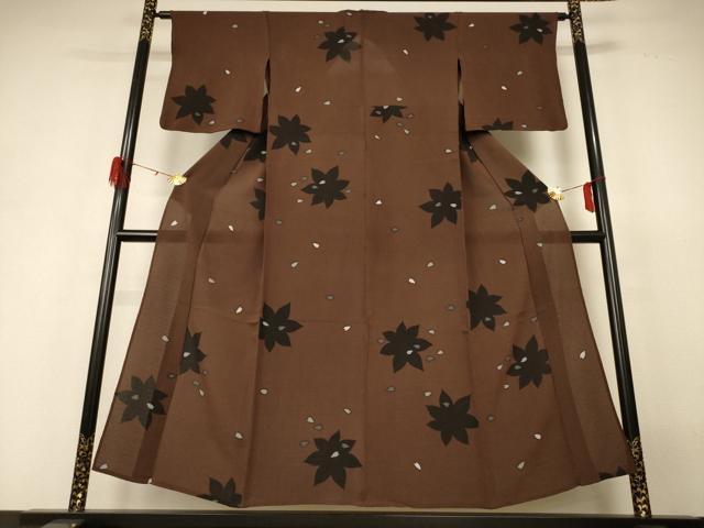 平和屋着物＊夏物 小紋 絽縮緬 舞花文 正絹 逸品 AABH3970jd