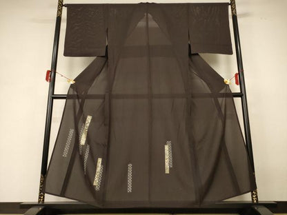 平和屋着物＊夏物 訪問着 絽 短冊草花文 金銀彩 正絹 逸品 AABH3974jd