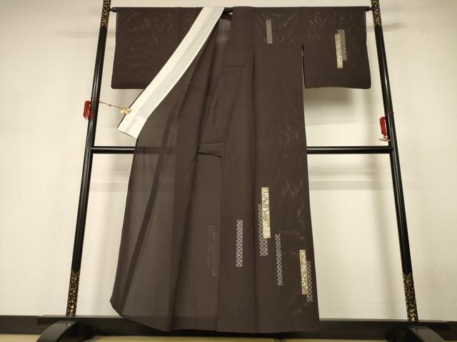 平和屋着物＊夏物 訪問着 絽 短冊草花文 金銀彩 正絹 逸品 AABH3974jd