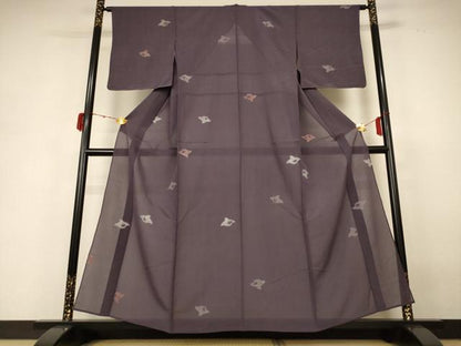 平和屋着物＊夏物 小紋 千鳥 銀糸 正絹 逸品 AABH3978jd